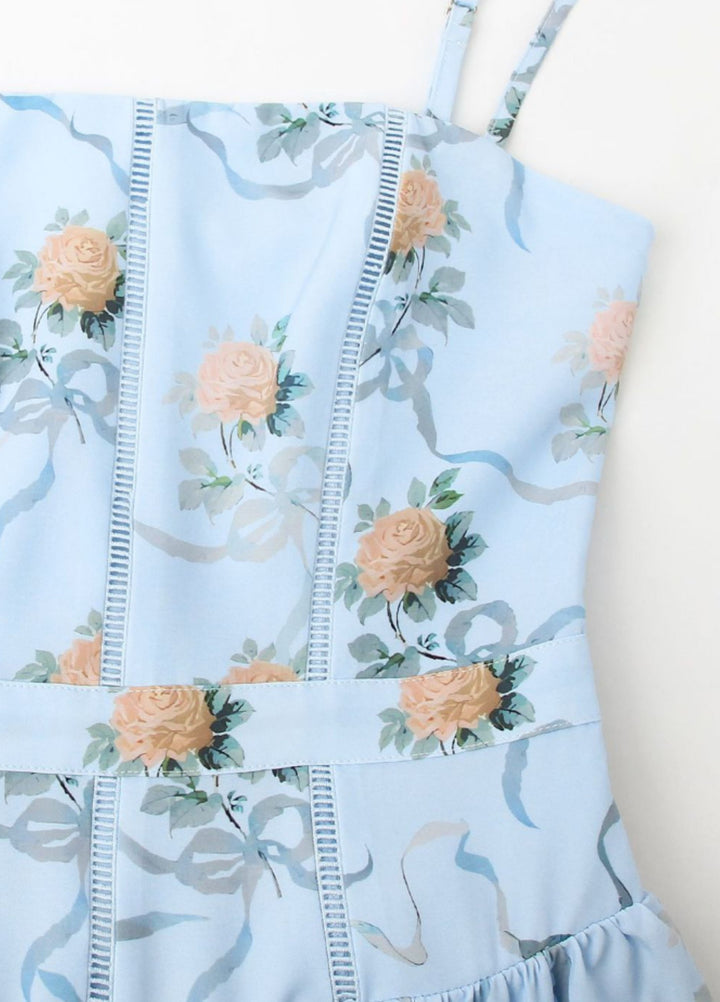 Abito Midi Amelina Bloom – Blu Chiaro Floreale