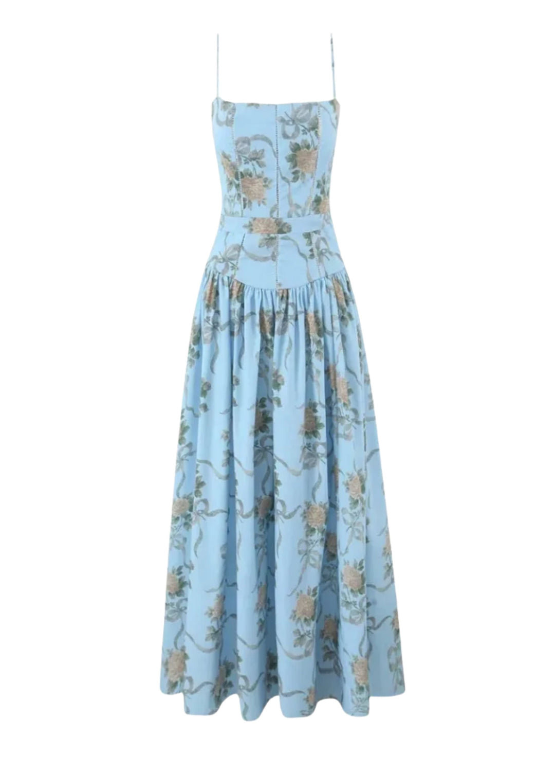 Abito Midi Amelina Bloom – Blu Chiaro Floreale