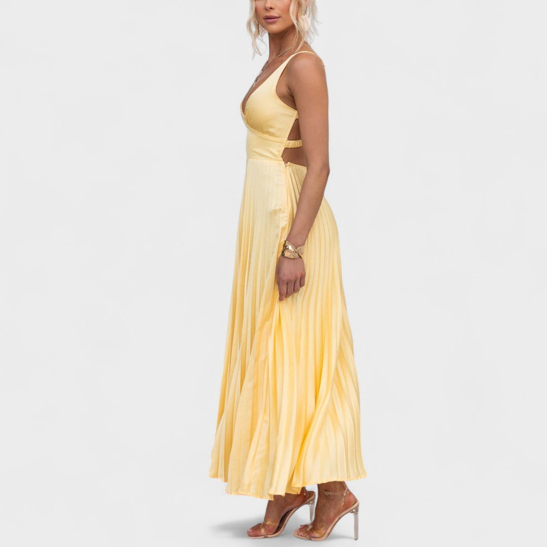 Abia - Abito maxi plissettato giallo