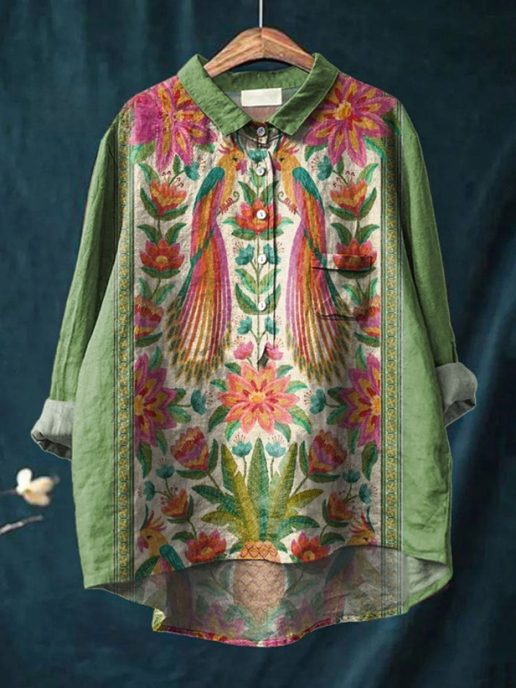 Lina | Camicia Ricamata Floreale Vivace