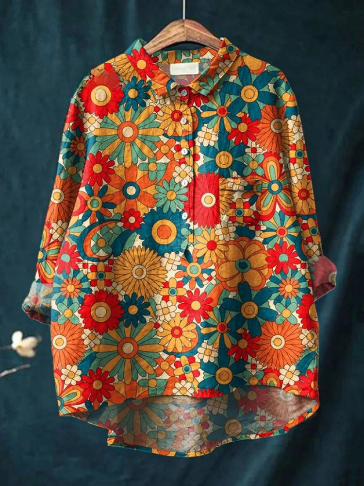 Lina | Camicia Ricamata Floreale Vivace