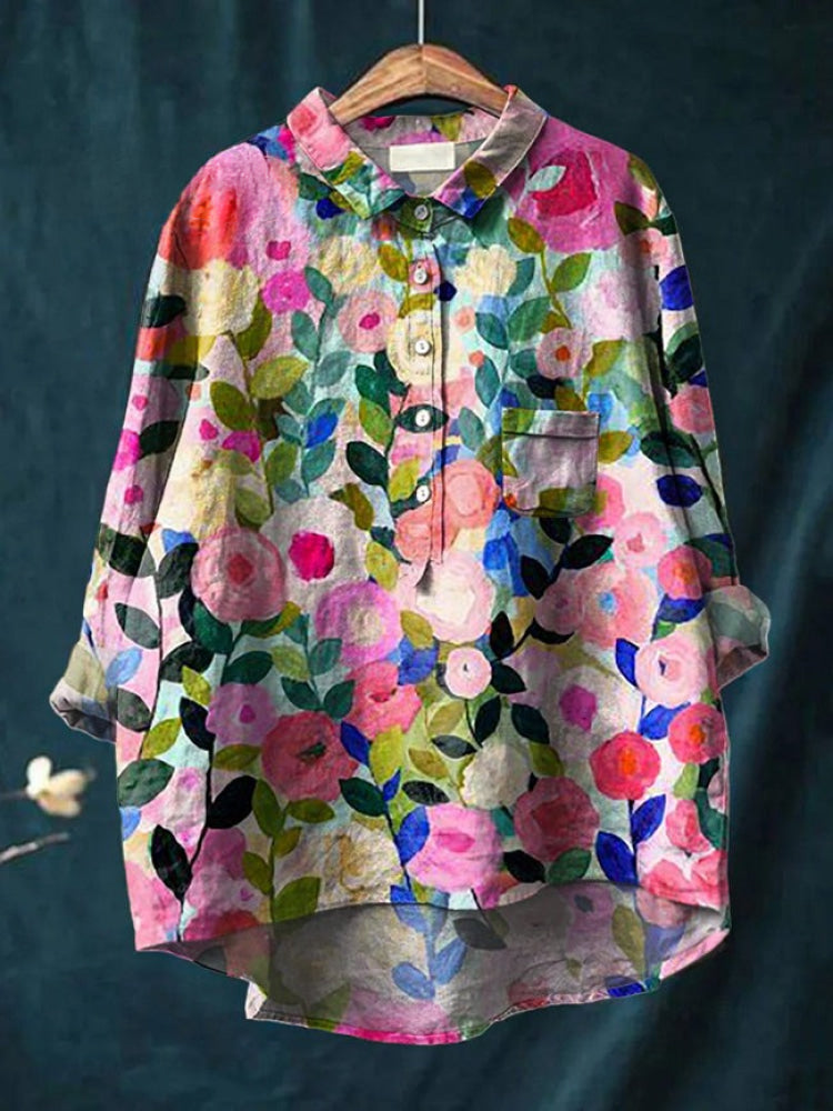 Lina | Camicia Ricamata Floreale Vivace