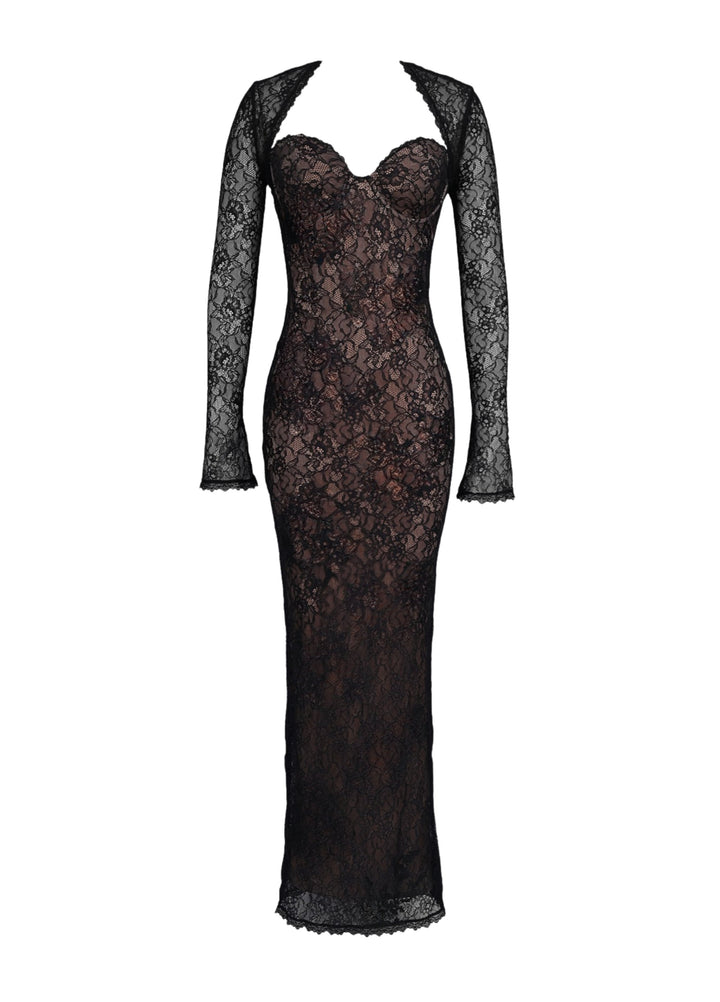 Abito Maxi in Pizzo Nero Selene