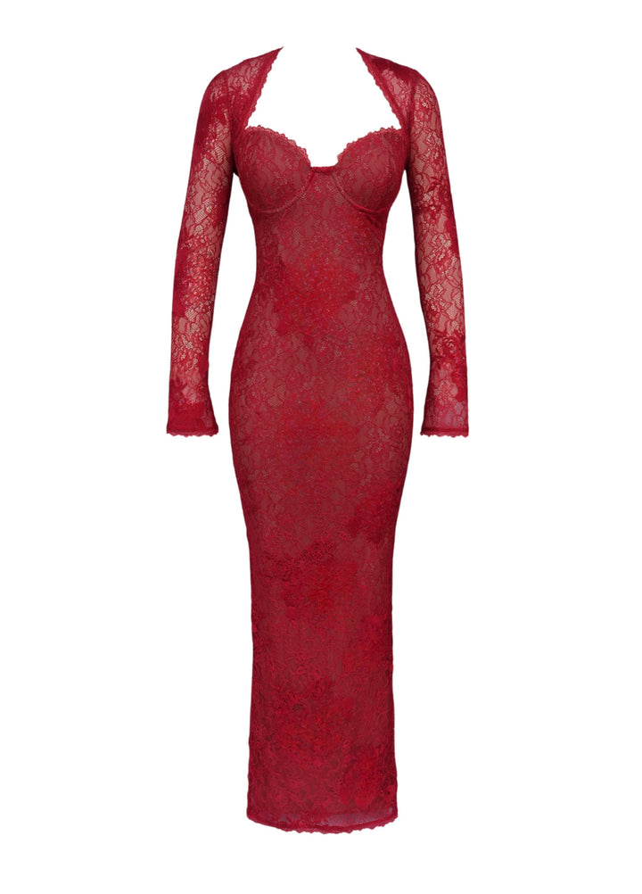 Abito Maxi in Pizzo Nero Selene