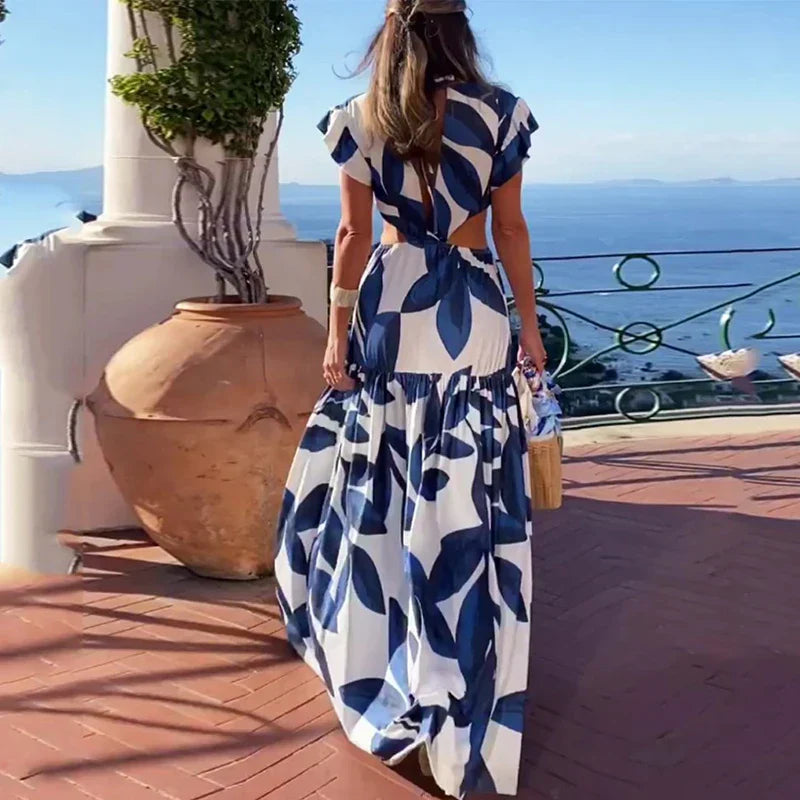 Maxi Farfalla Estiva: Vestito da Donna con Scollatura a V e Senza Schiena