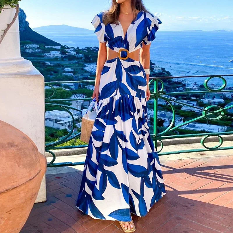 Maxi Farfalla Estiva: Vestito da Donna con Scollatura a V e Senza Schiena