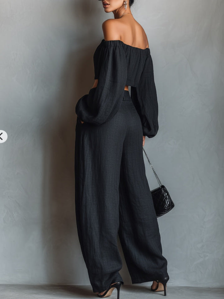 Tess™ - Set Off-Shoulder con Pantaloni Ampi