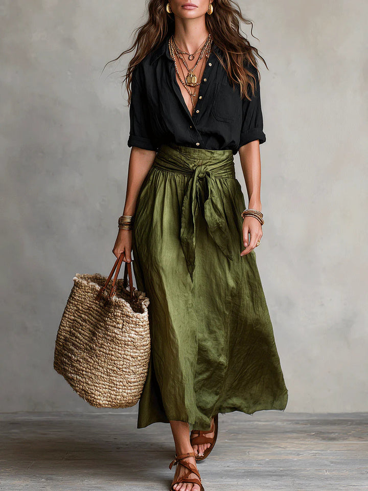 Martina | Abito Maxi Elegante e Fluido con Spalla Scoperta