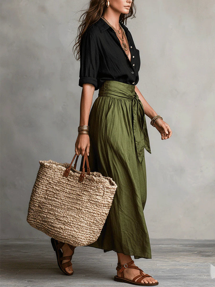 Martina | Abito Maxi Elegante e Fluido con Spalla Scoperta