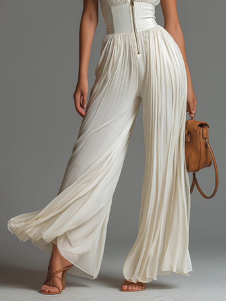 Combinaison Zsófia - Combinaison in chiffon bianco plissettato