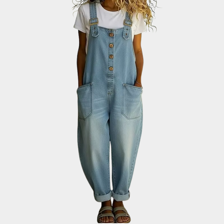 Tuta Mae | Vintage in denim di cotone morbido con spalline regolabili