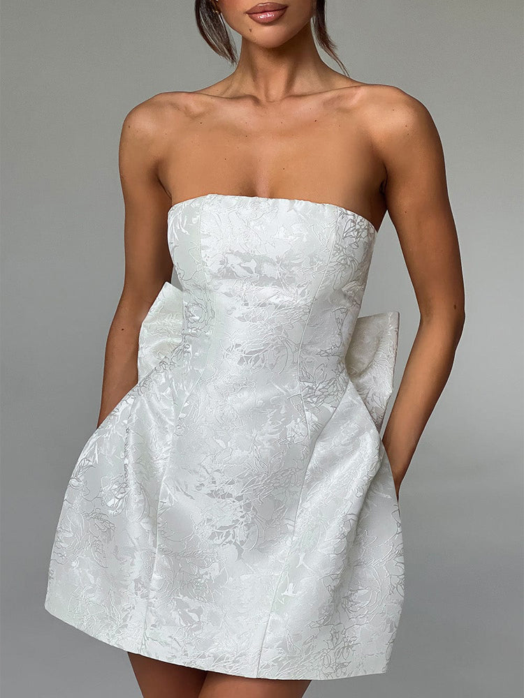 Abito Mini Jacquard con Nodo