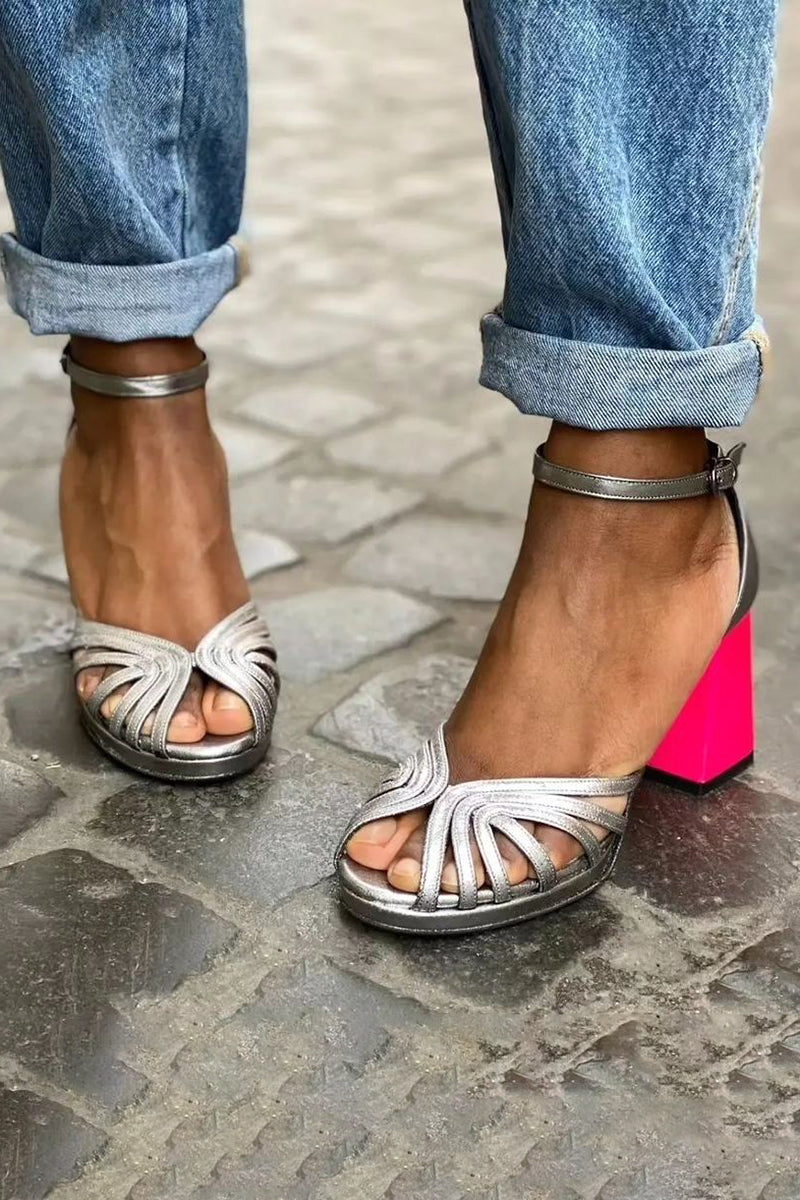 Naelle™ | Sandali Eleganti con Tacco Largo e Fibbia Lucida