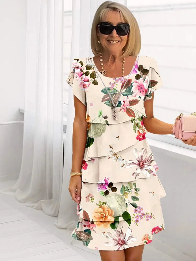 Bella - Vestito Floreale Plissettato con Volant