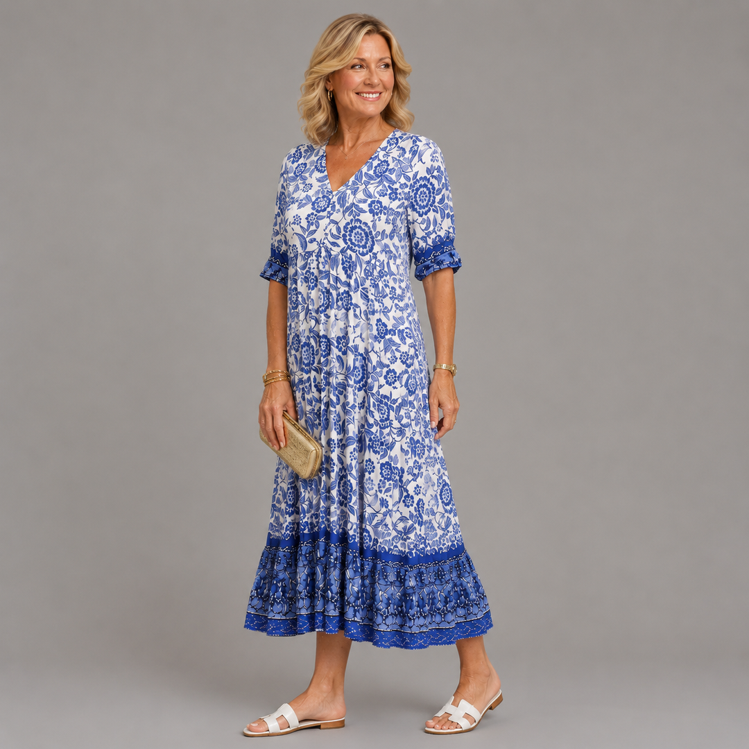 Keisha | Abito Floreale V-Neck Elegante