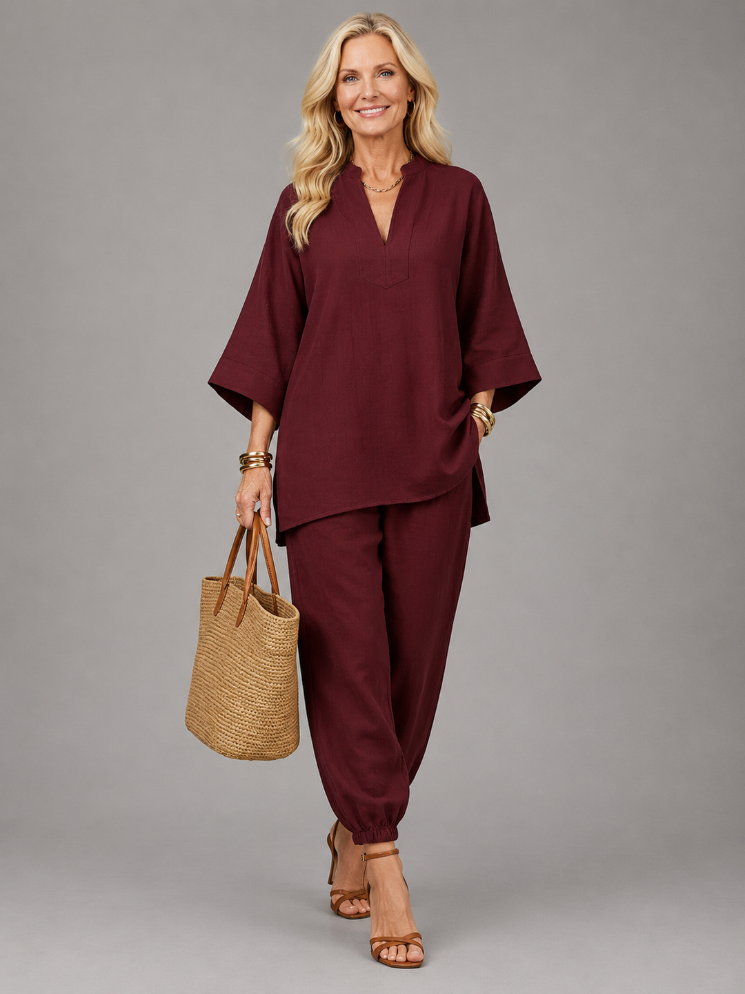 Georgiana | Set Tunica a V e Pantaloni Arricciati