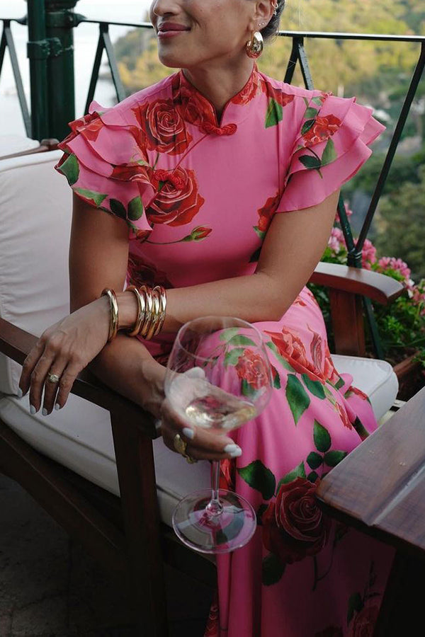 Abito Maxi Cheongsam Meilin Rose