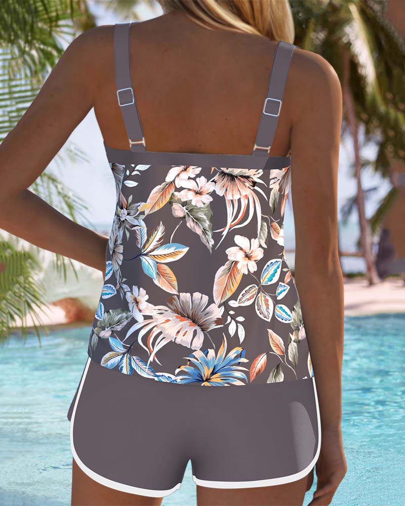 Imke | Tankini Stampato Senza Maniche con Scollatura a U