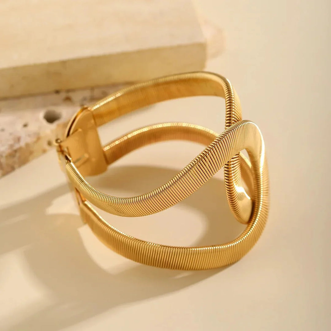 Bracciale Chunky a Cuffia con Design a Spirale