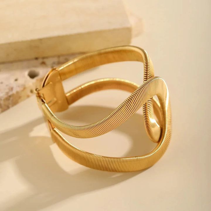 Bracciale Chunky a Cuffia con Design a Spirale