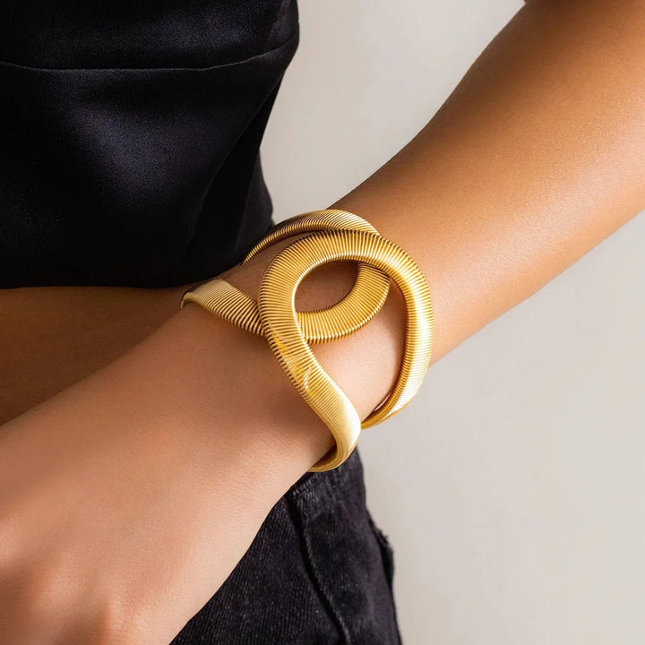 Bracciale Chunky a Cuffia con Design a Spirale