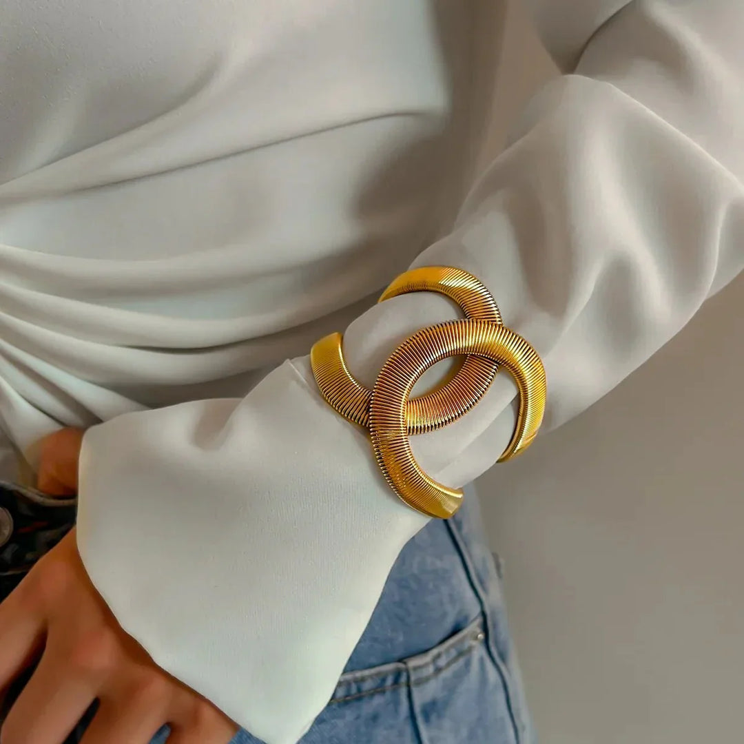 Bracciale Chunky a Cuffia con Design a Spirale