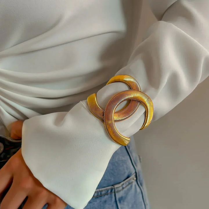 Bracciale Chunky a Cuffia con Design a Spirale