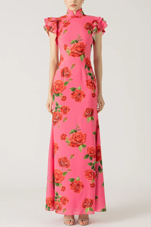Abito Maxi Cheongsam Meilin Rose