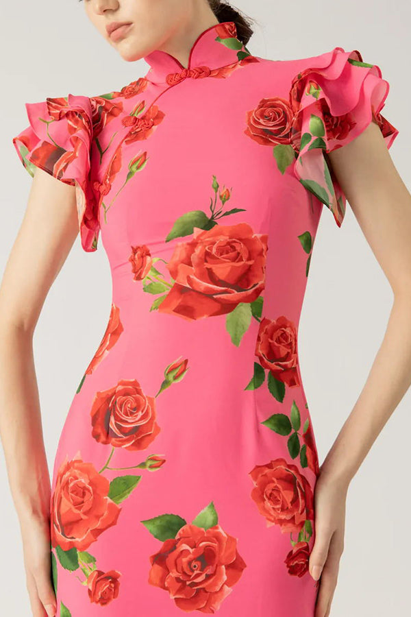 Abito Maxi Cheongsam Meilin Rose