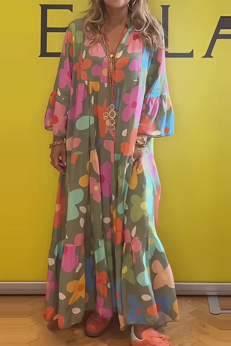 Sogno Florale | Abito Maxi Con Fit Relaxato
