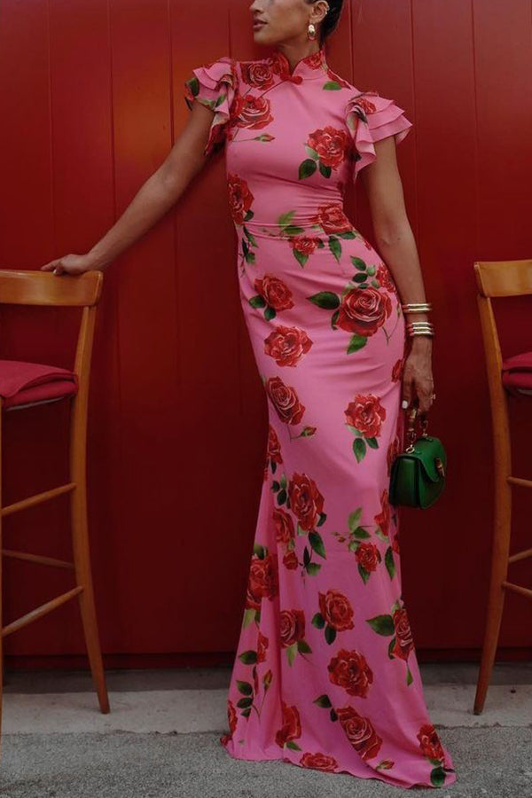 Abito Maxi Cheongsam Meilin Rose