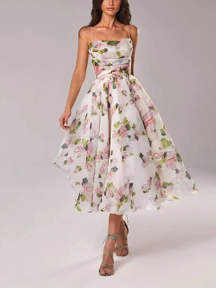 Abito Elegante Stampato Senza Spalline Emilia