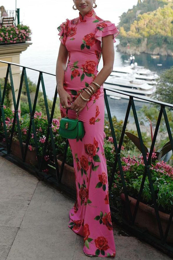 Abito Maxi Cheongsam Meilin Rose