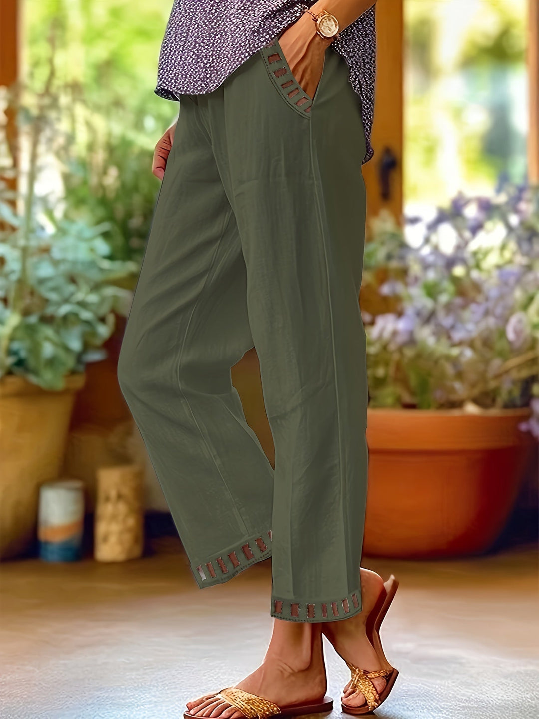 Wren – Pantaloni Cropped Relax con Dettagli in Contrasto