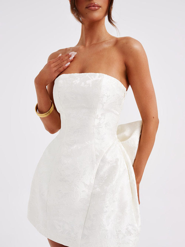 Abito Mini Jacquard con Nodo