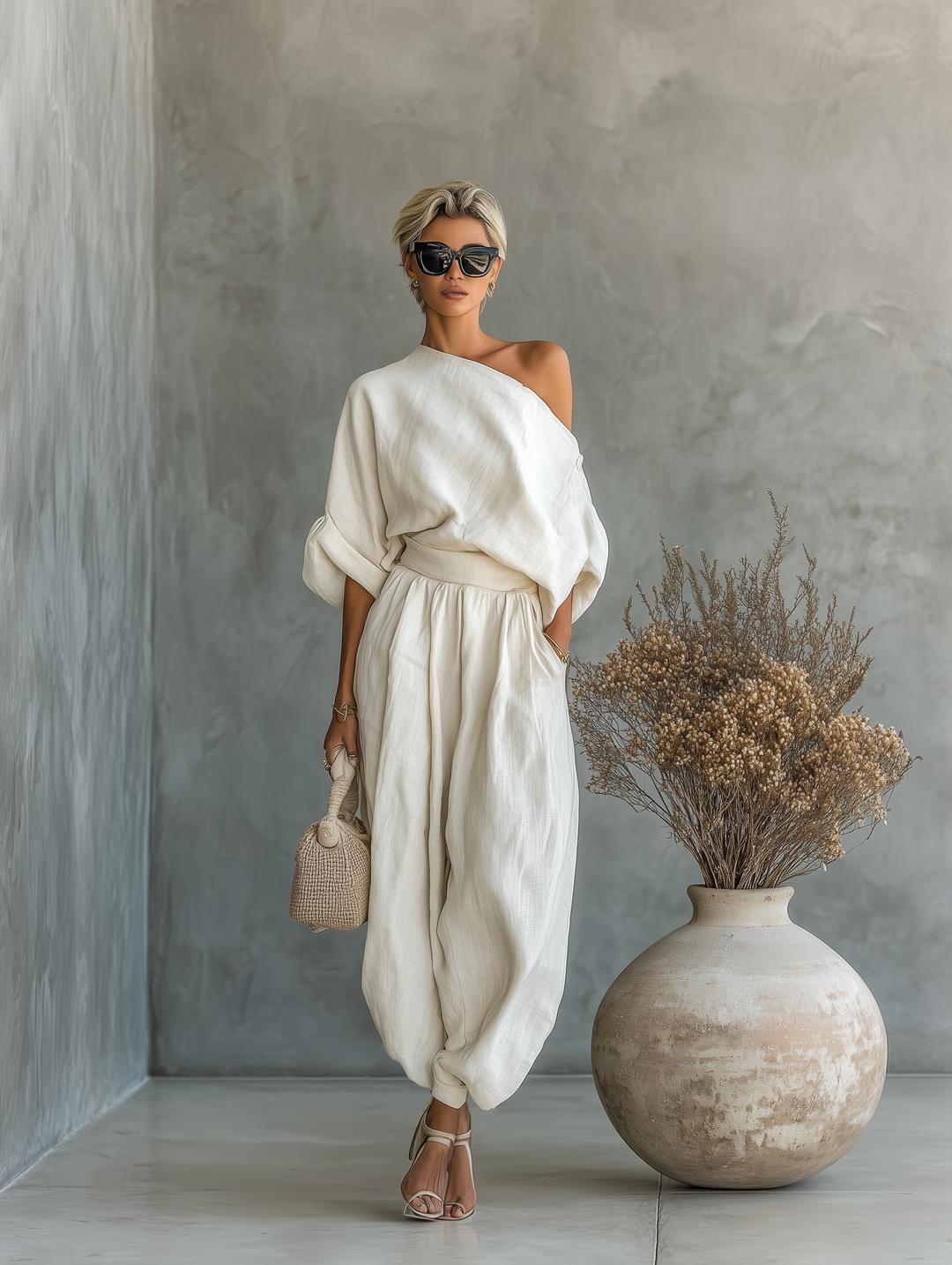 Set in Lino con Spalle Scoperte