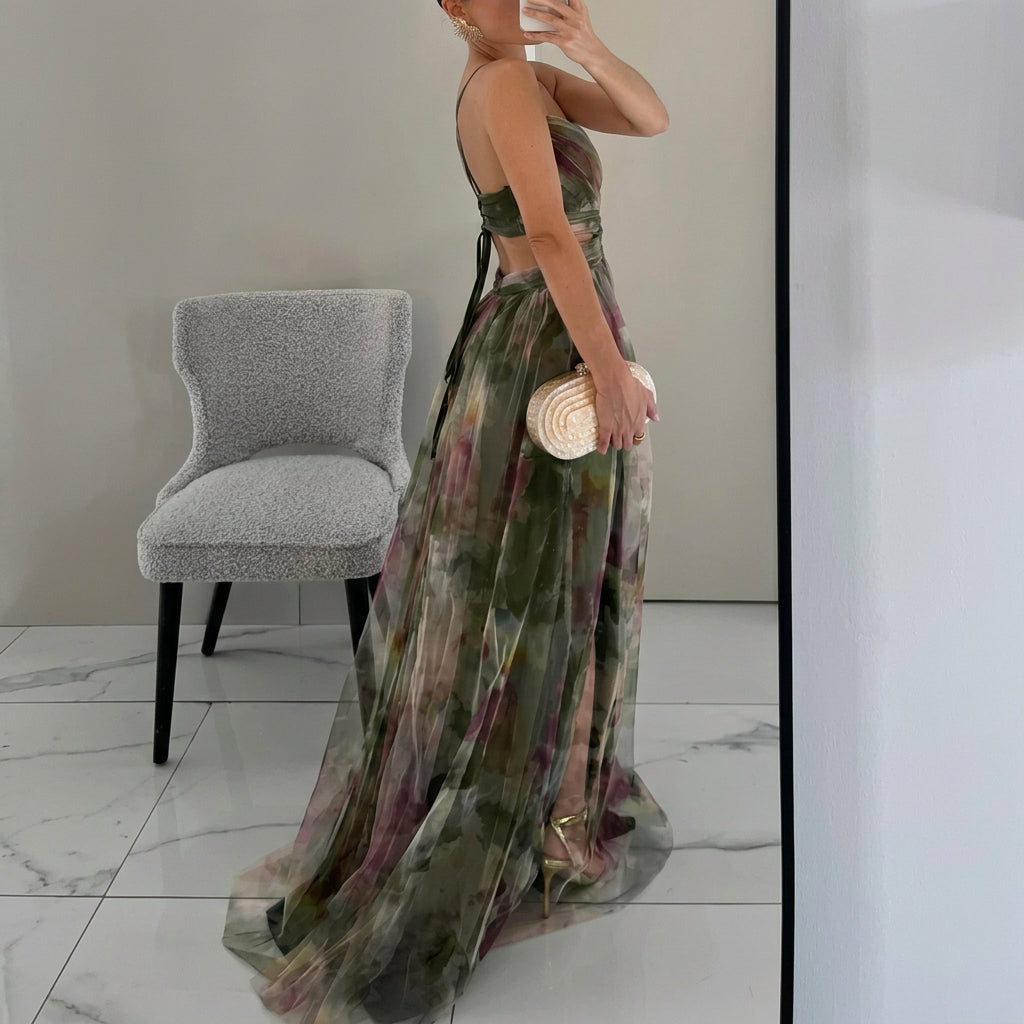 Margarida - Abito Maxi con Stampa Floreale