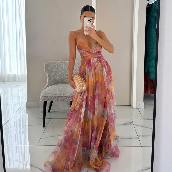 Margarida - Abito Maxi con Stampa Floreale