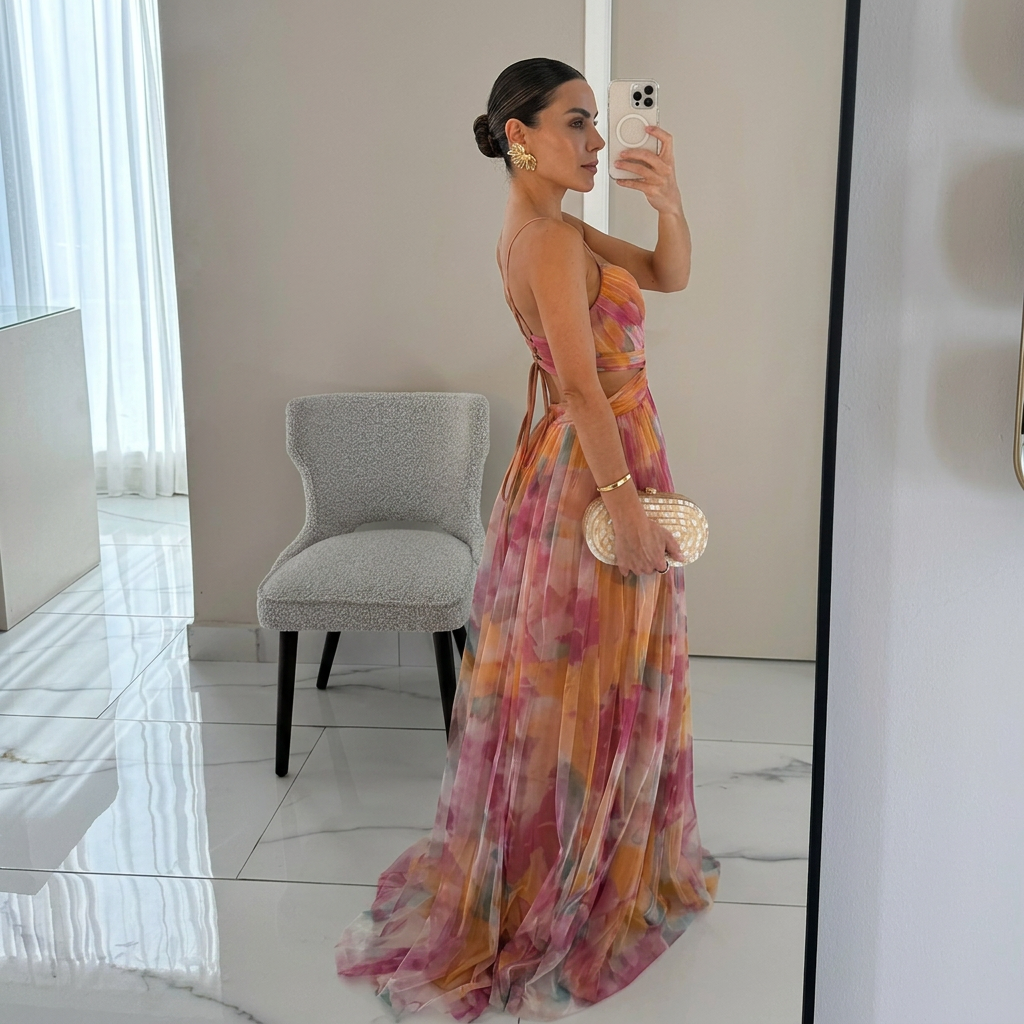 Margarida - Abito Maxi con Stampa Floreale