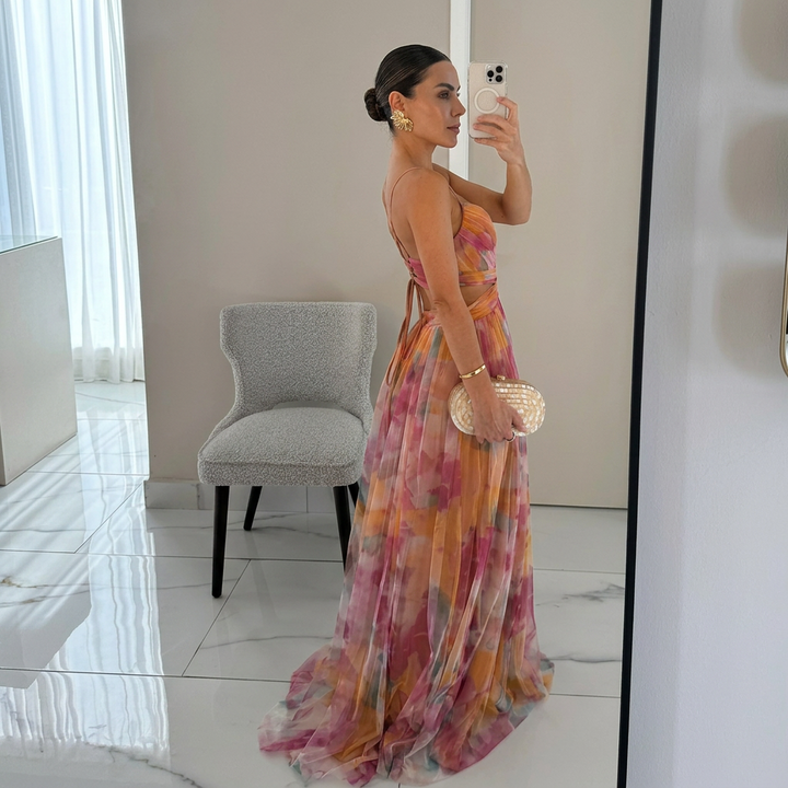 Margarida - Abito Maxi con Stampa Floreale