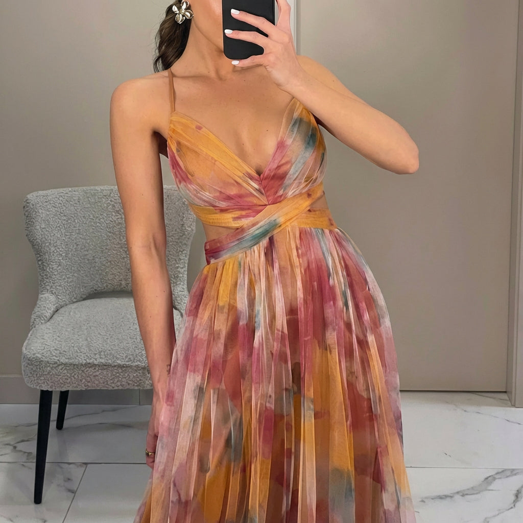 Margarida - Abito Maxi con Stampa Floreale