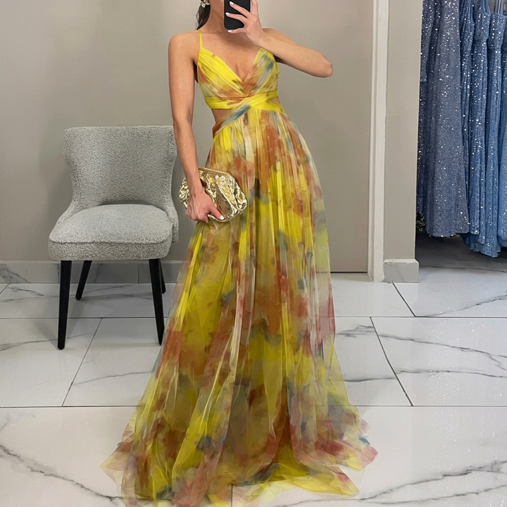 Margarida - Abito Maxi con Stampa Floreale