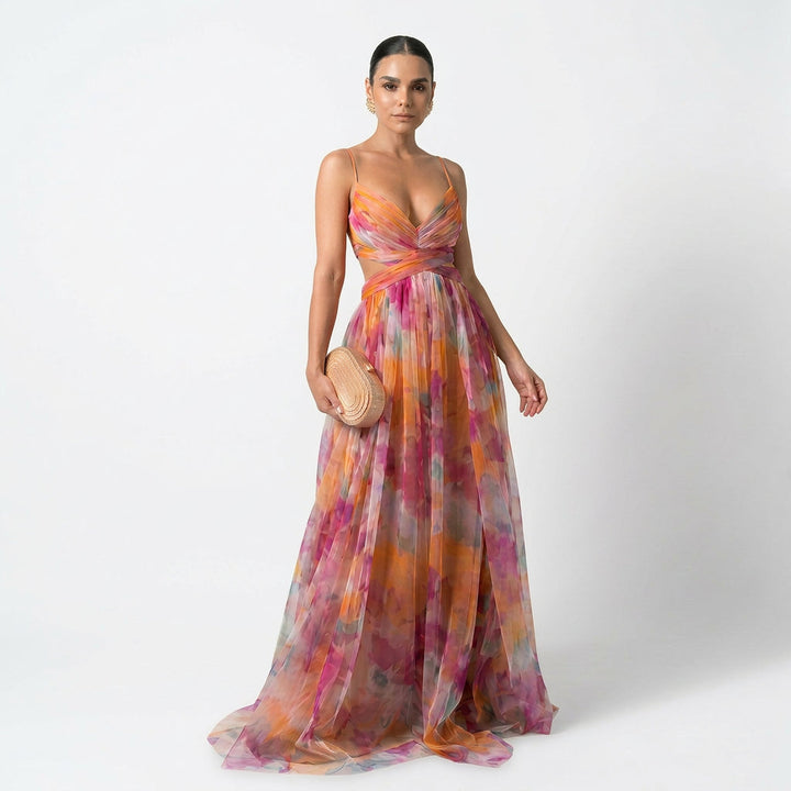 Margarida - Abito Maxi con Stampa Floreale