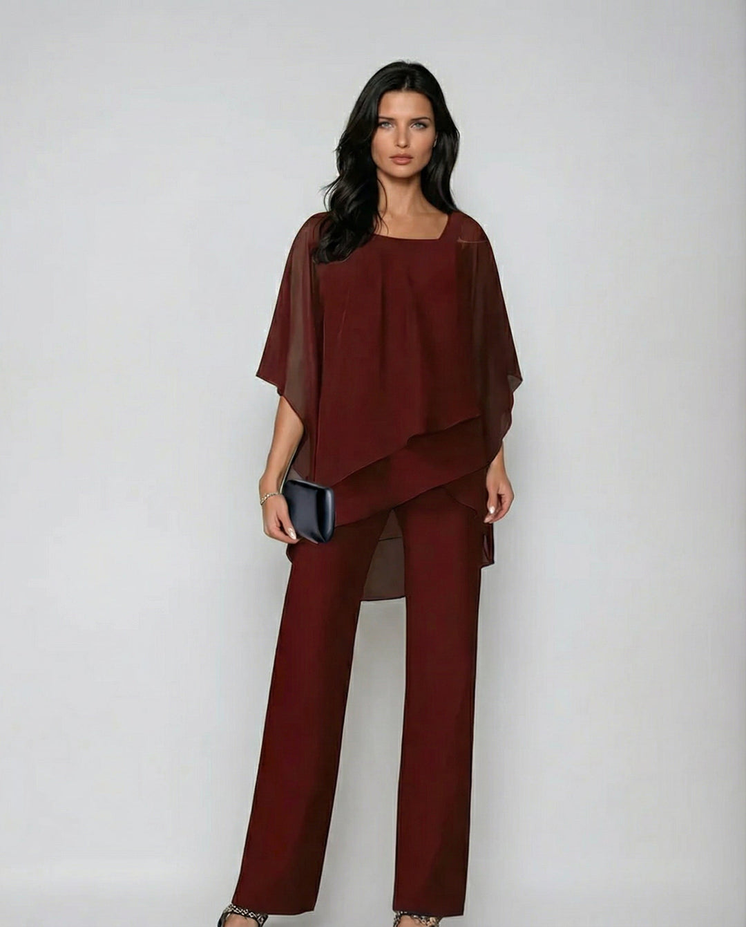 Loretta | Completo in cotone e tela con top a maniche a pipistrello e pantaloni larghi