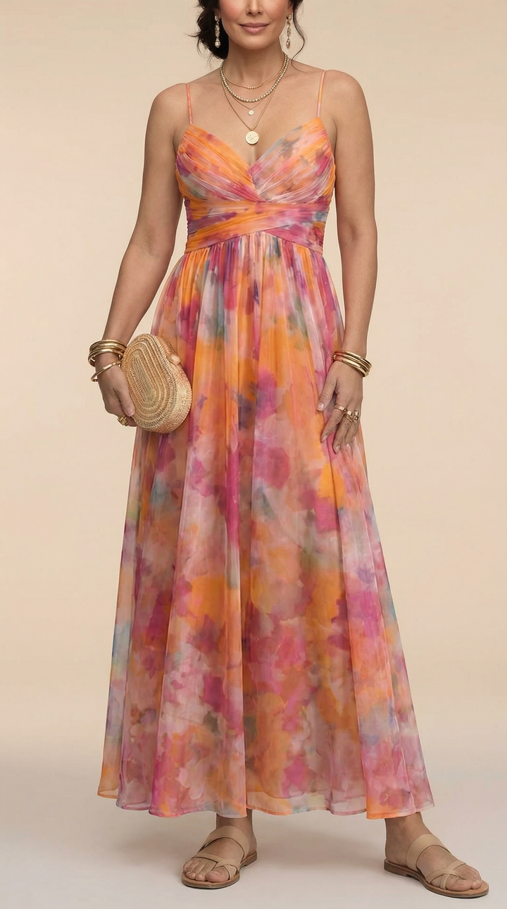 Giselle | Incantevole Maxi Abito con Motivo Floreale