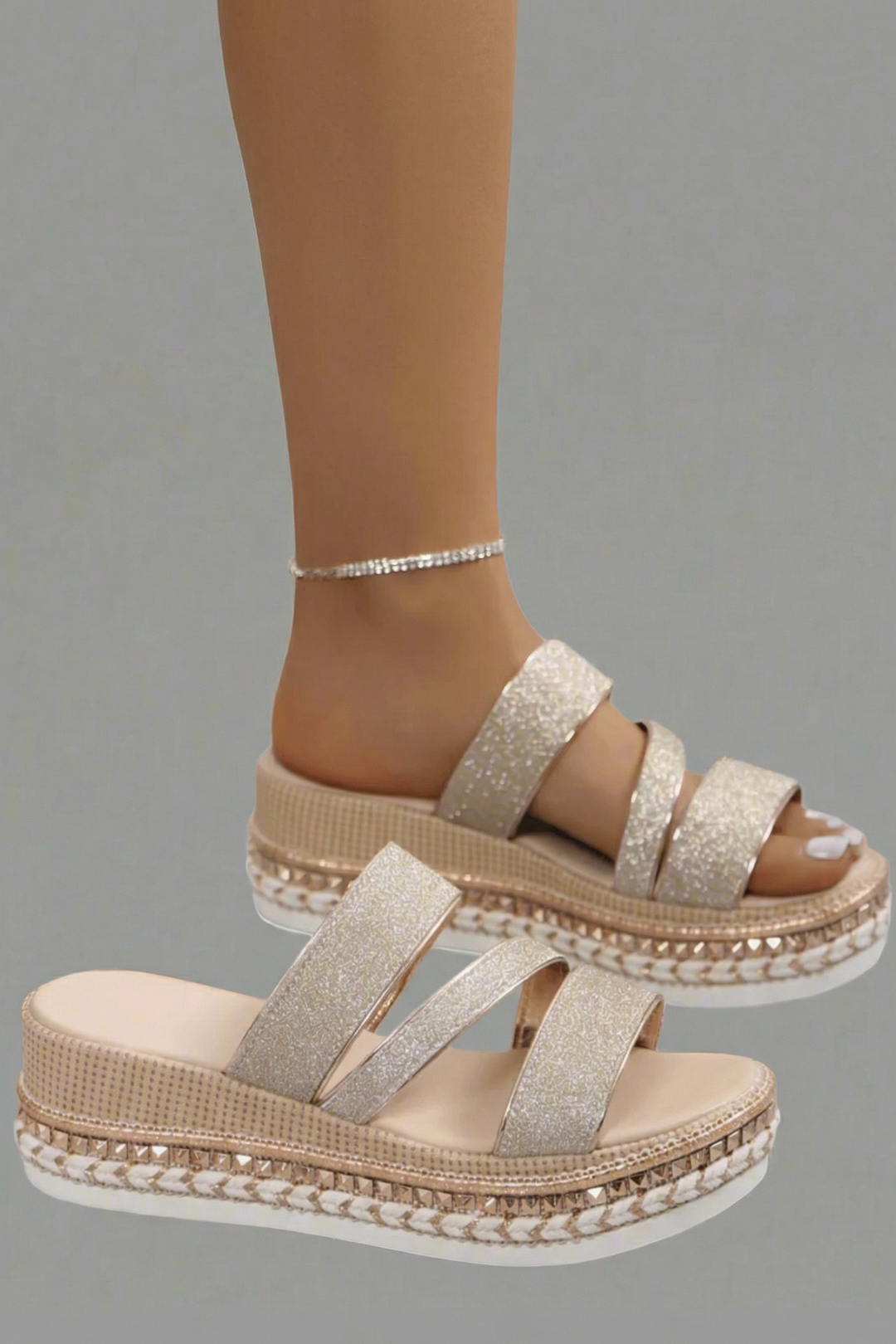 VANESSA | Sandali Wedge Glitterati dal Design Glamour per l'Estate