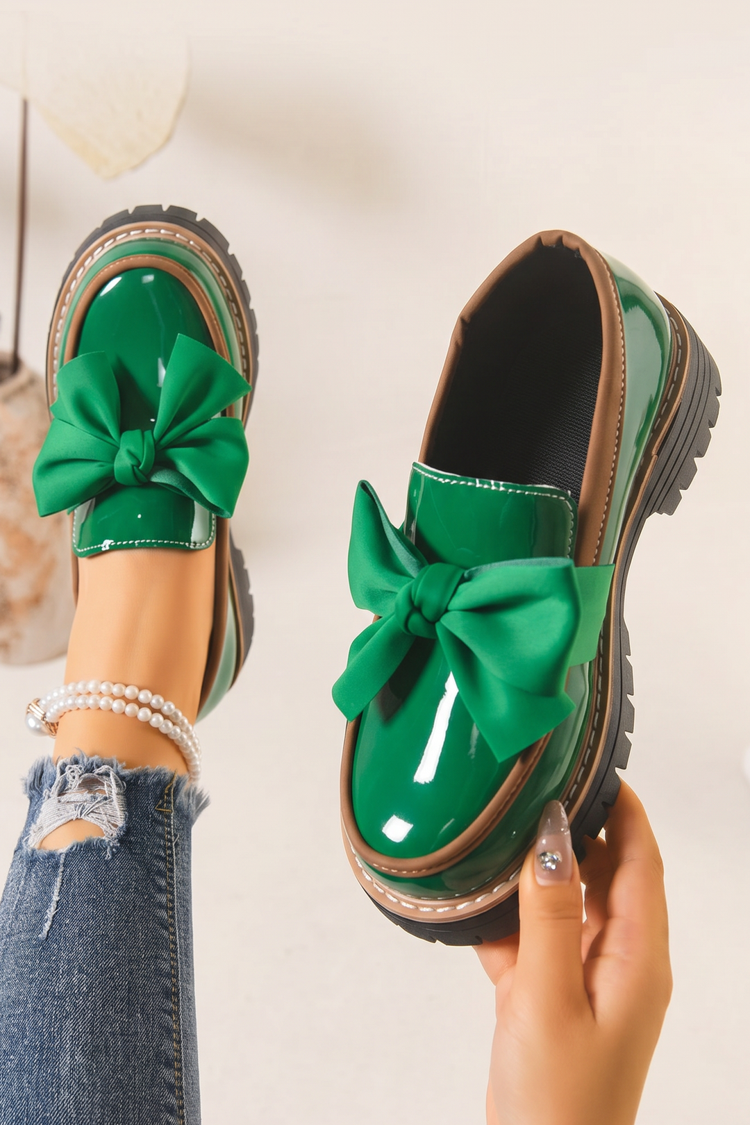 Lucent Bow-Detail Moccasins