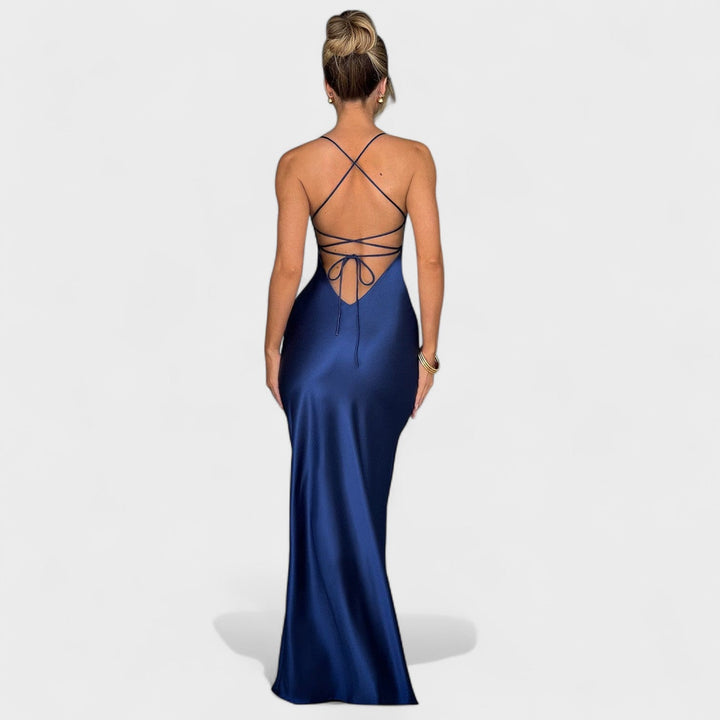 Elena - Abito in satin blu notte
