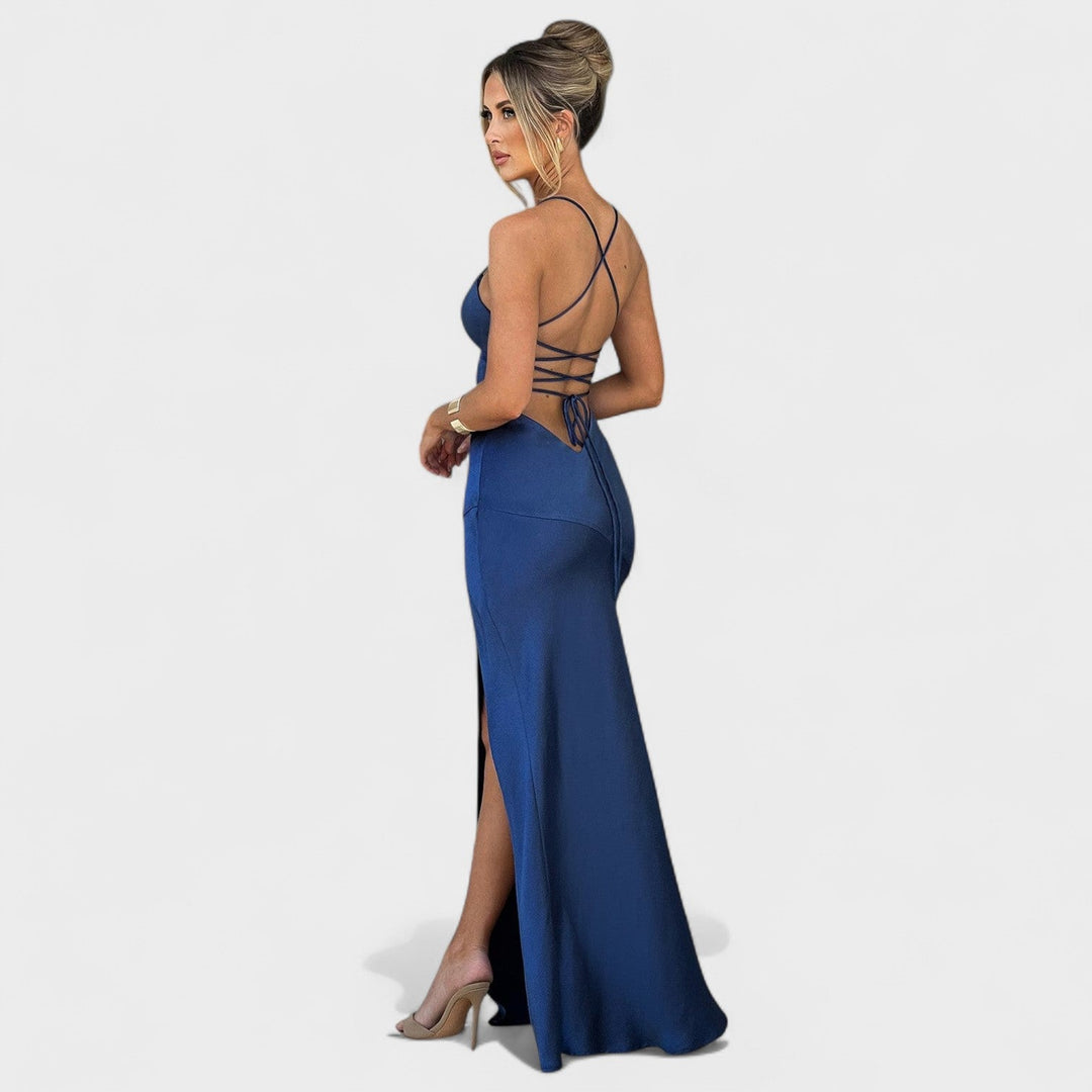 Elena - Abito in satin blu notte