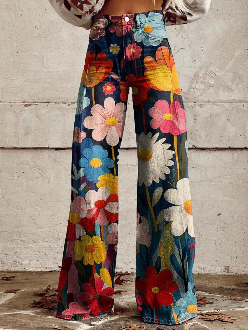 Léna - Pantaloni Ampi Floreali